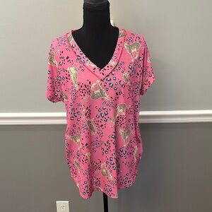 HEIMISH USA Pink Leopard Print Short Sleeve Tee